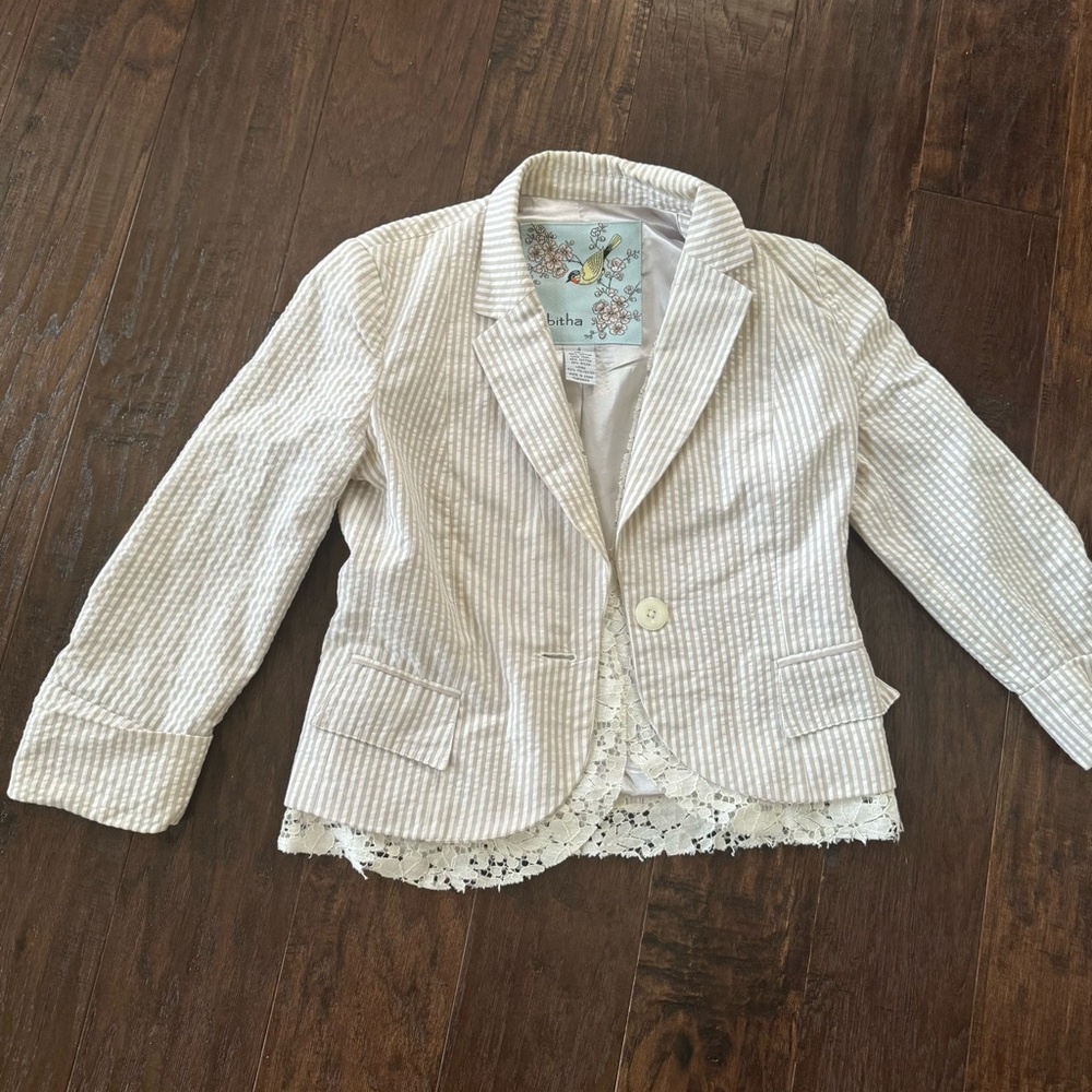 Anthropologie blazer with lace trim